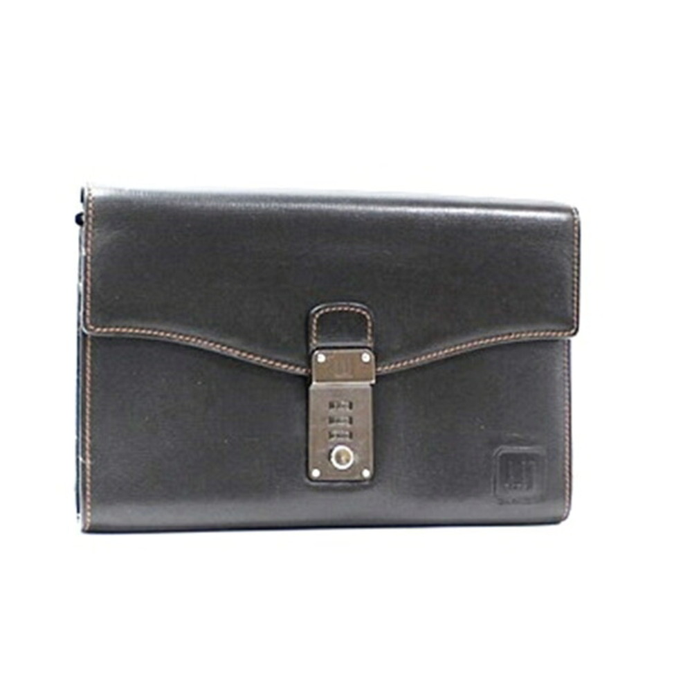 Dunhill Second Bag Clutch with Dial Lock, Leather, Black, Men's